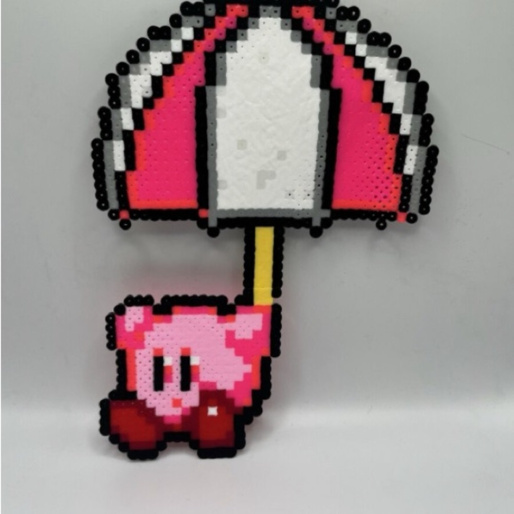 Kirby Bead Art with Pink Umbrella